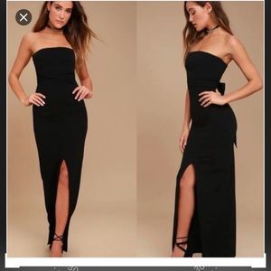 Lulu’s Own The Night Black Strapless Maxi Size M